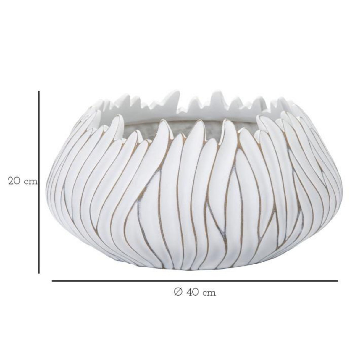 Paris Prix Cache-Pot Design en Relief  Honduras  40cm Blanc