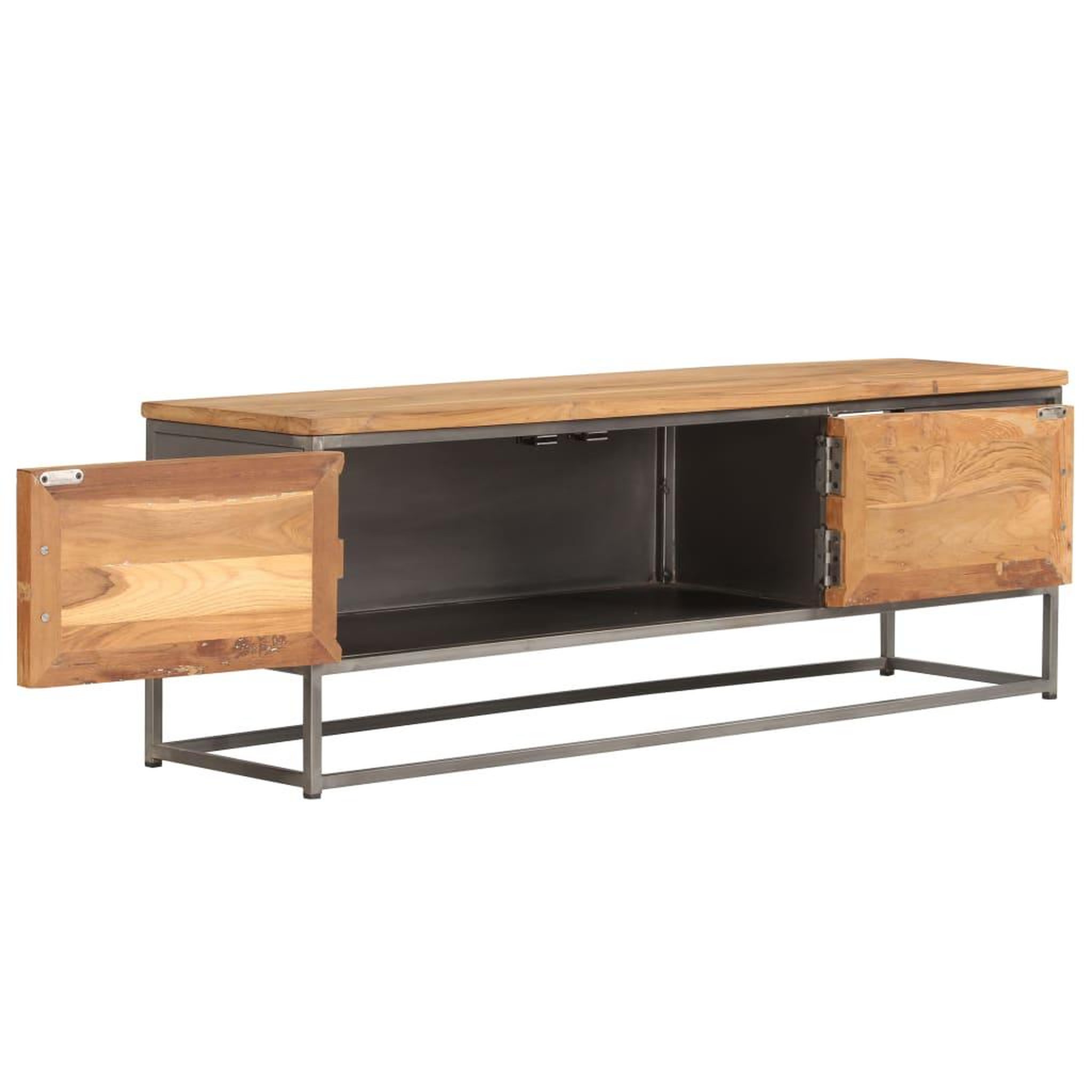 Voir la diapositive 4 : VIDAXL Meuble tv teck recycle et acier 120x30x40 cm