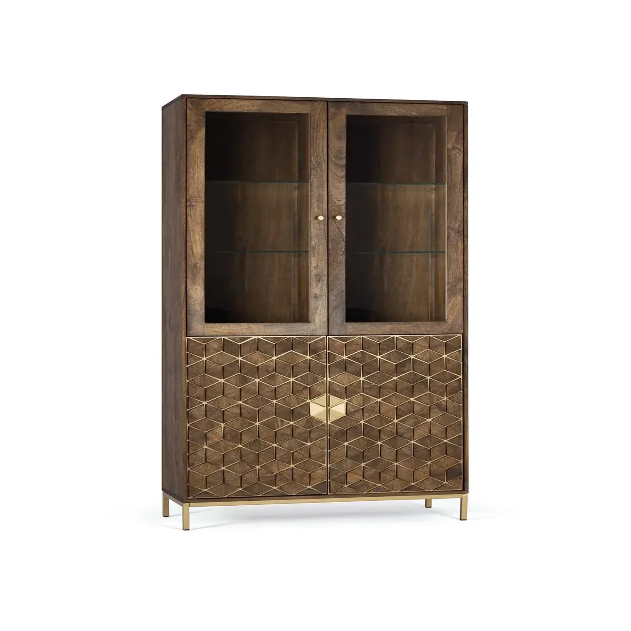 Voir la diapositive 3 : GINER Y COLOMER SL Vitrine en bois de manguier 98 cm style rustique moderne