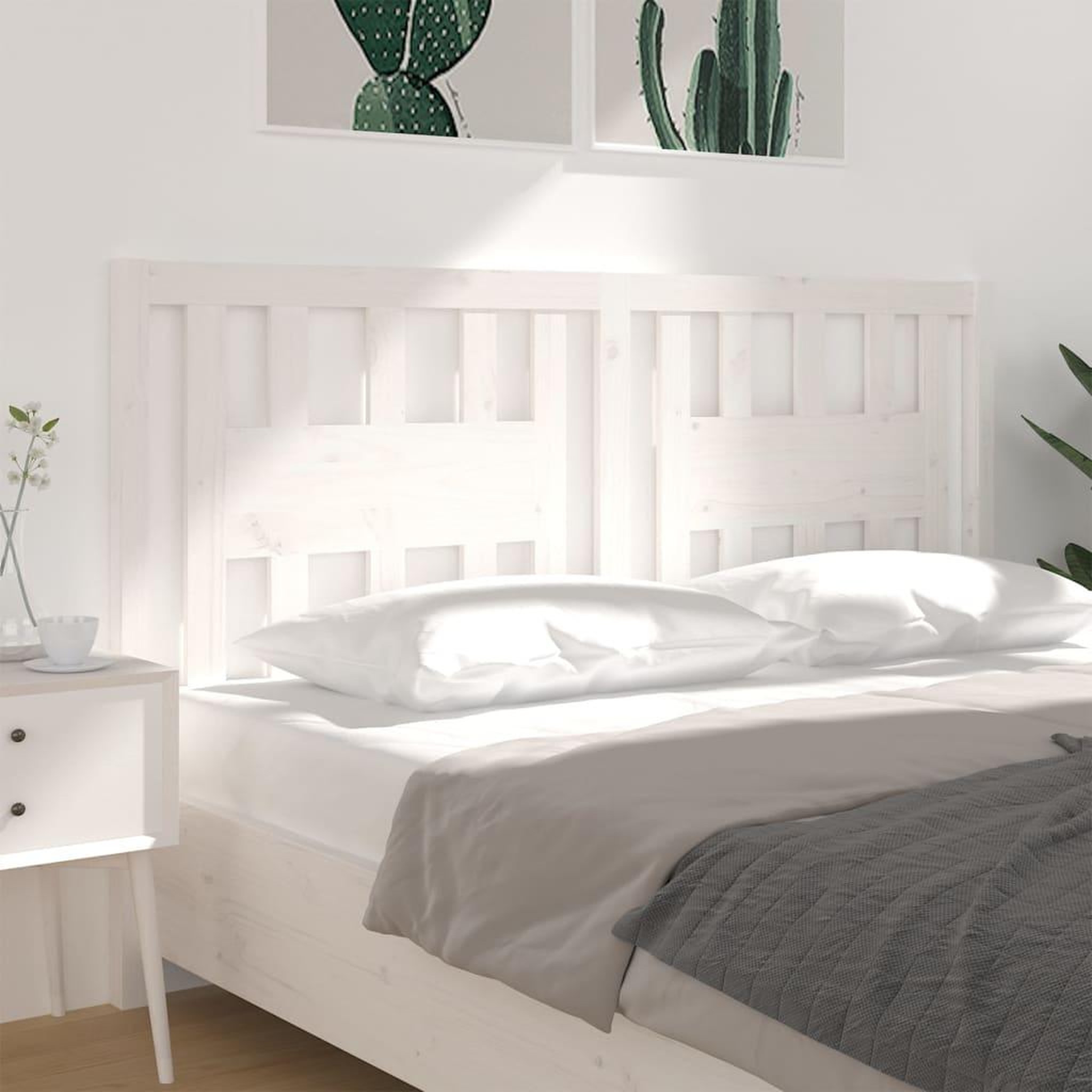 Voir la diapositive 4 : VIDAXL Tete de lit Blanc 146x4x100 cm Bois massif de pin