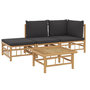 Voir la diapositive 3 : VIDAXL Salon de jardin 4 pcs avec coussins gris fonce bambou