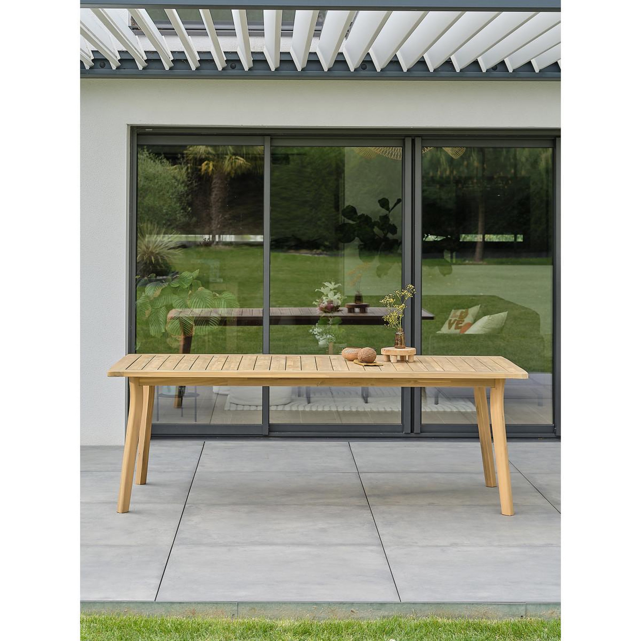 Voir la diapositive 2 : Paris Prix Table de jardin en bois  liso  220cm marron