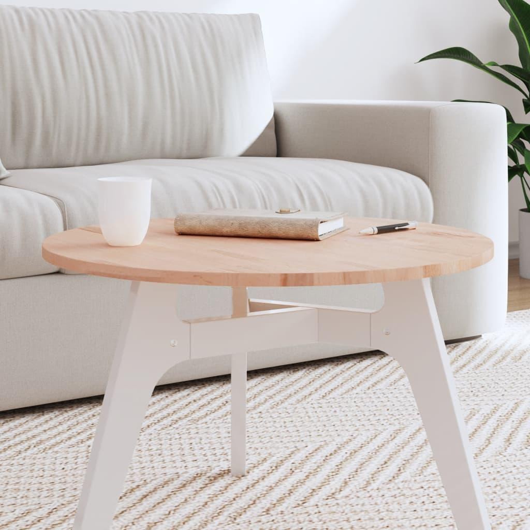 VIDAXL Dessus de table Ø60x1,5 cm rond bois massif de hetre