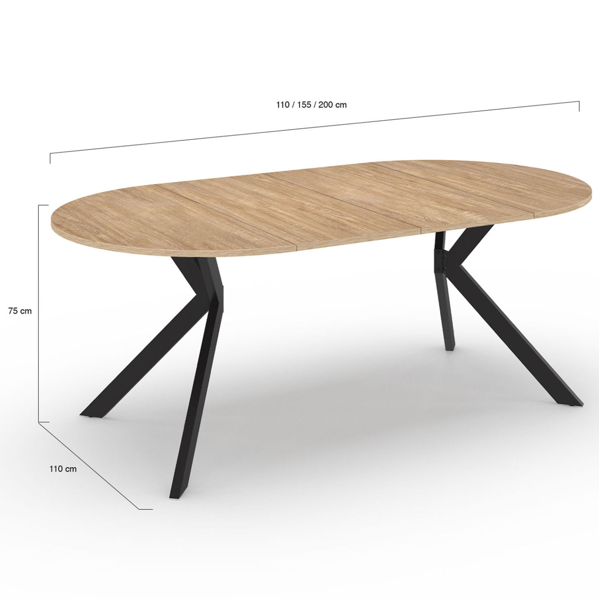 Voir la diapositive 5 : ID MARKET Table à manger extensible ronde alix 4-10 personnes pied araignée bois et noir 110-200 cm