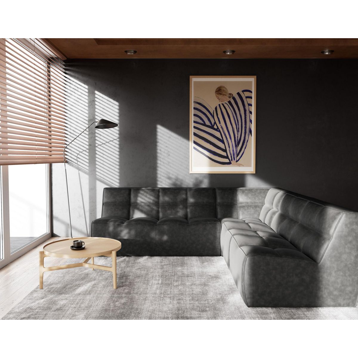 LISA DESIGN Alya - canapé modulable d'angle réversible 5 places en simili