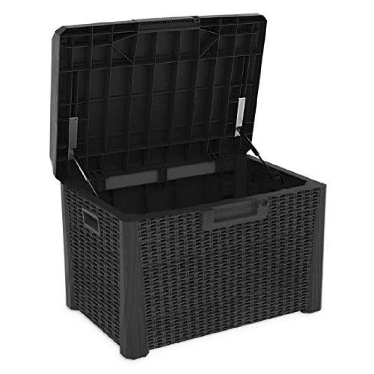 Toomax Coffre de jardin 125L Gris Anthracite avec Coussin Résine Effet rotin 73x50x49 cm Rangement Extérieur TOOMAX