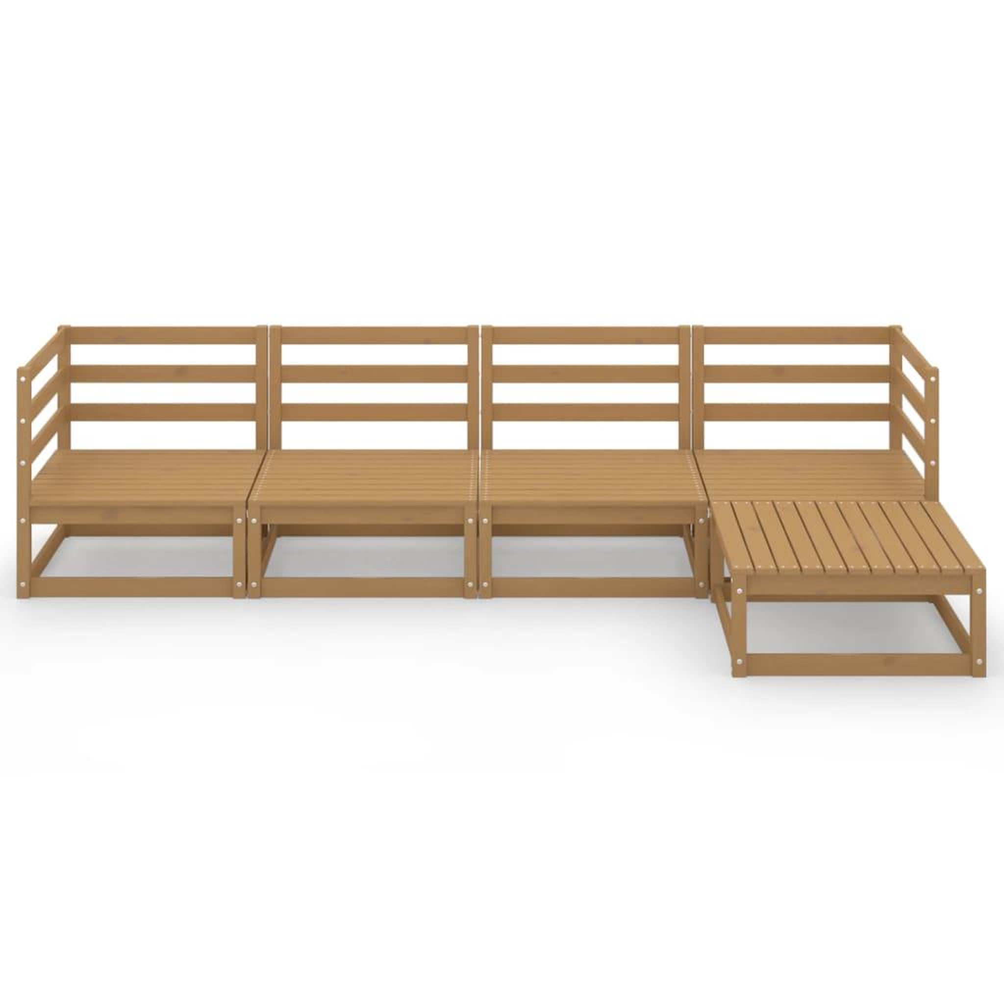 Voir la diapositive 3 : VIDAXL Salon de jardin 5 pcs marron miel bois de pin massif