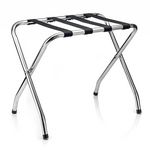 IDIMEX Porte-valise LUGGAGE, structure pliable en métal chromé. Coloris disponibles : Gris