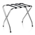 IDIMEX Porte-valise LUGGAGE, structure pliable en métal chromé. Coloris disponibles : Gris