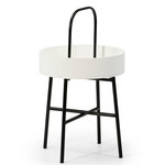VS VENTA-STOCK Table auxiliaire Jaipur avec Plateau en MDF Blanc et Structure métallique en Noir Mat