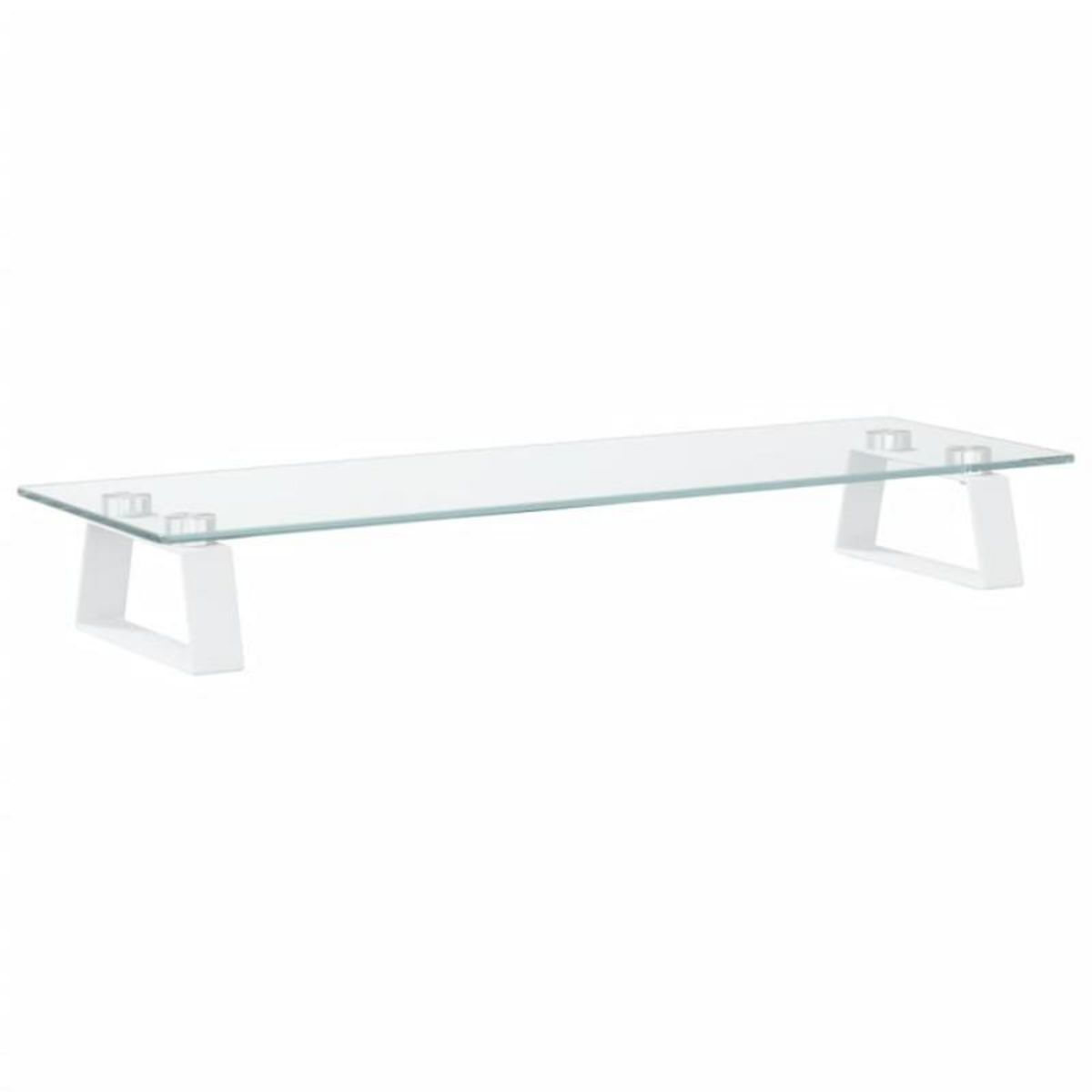 VIDAXL Support de moniteur blanc 60x20x8 cm verre trempé et métal