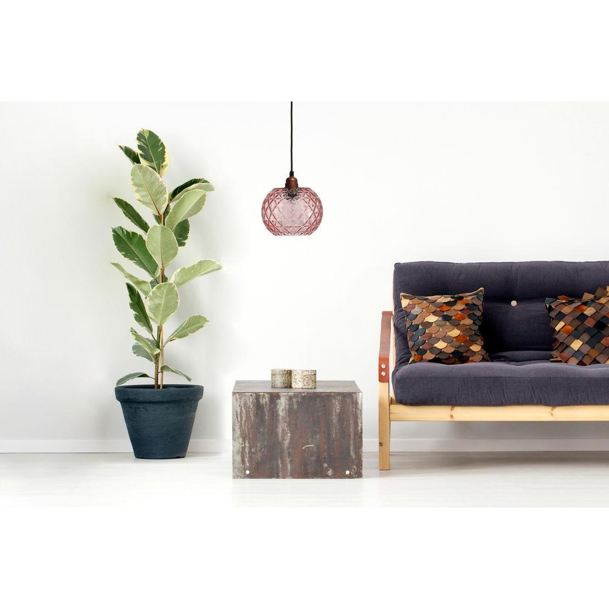 Voir la diapositive 2 : Paris Prix Lampe Suspension en Verre  Corvus  18cm Rose