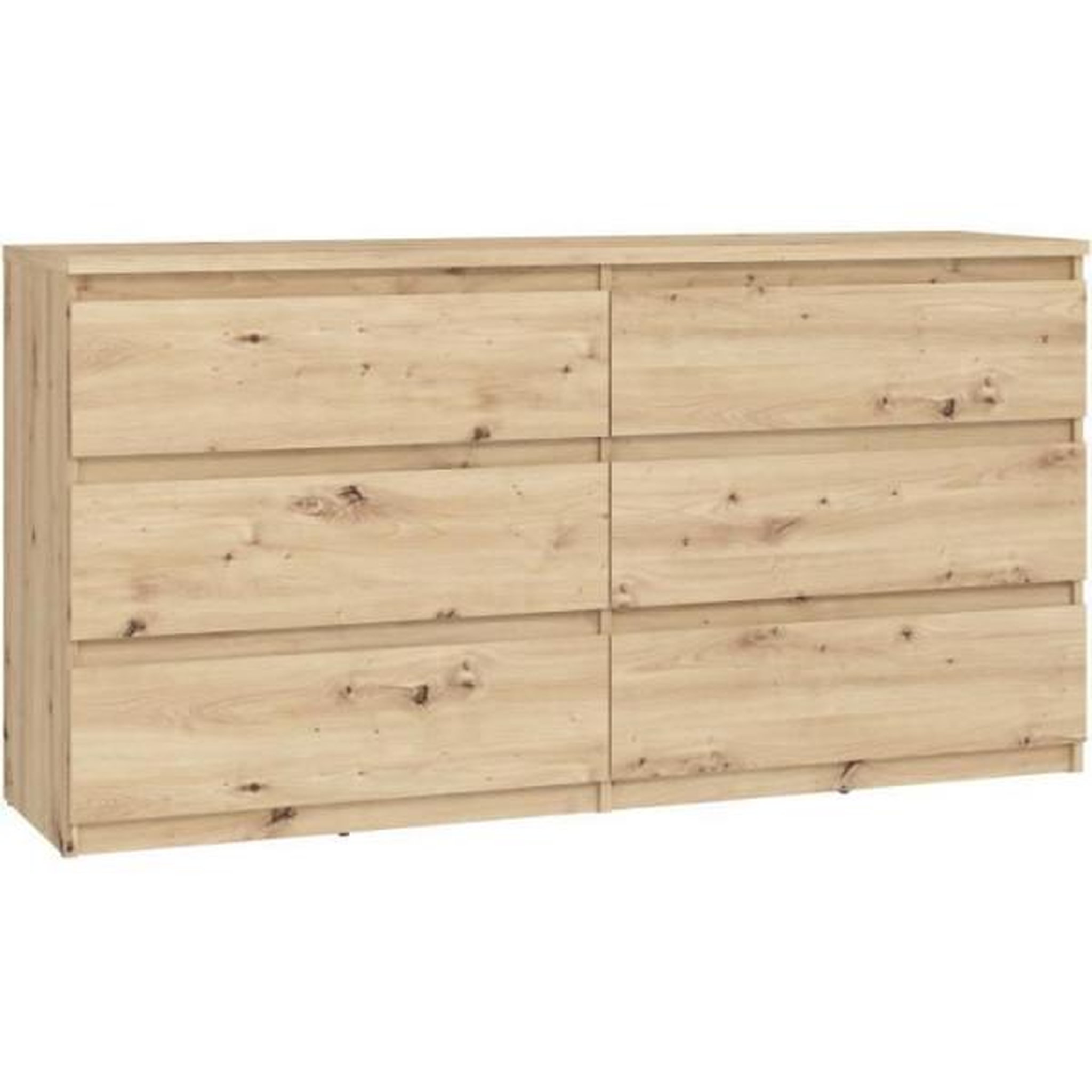 Voir la diapositive 1 : MARKET24 Commode CHELSEA 6 tiroirs - L 154 cm x P 42,2 x H 79,9 - Décor chene artisan