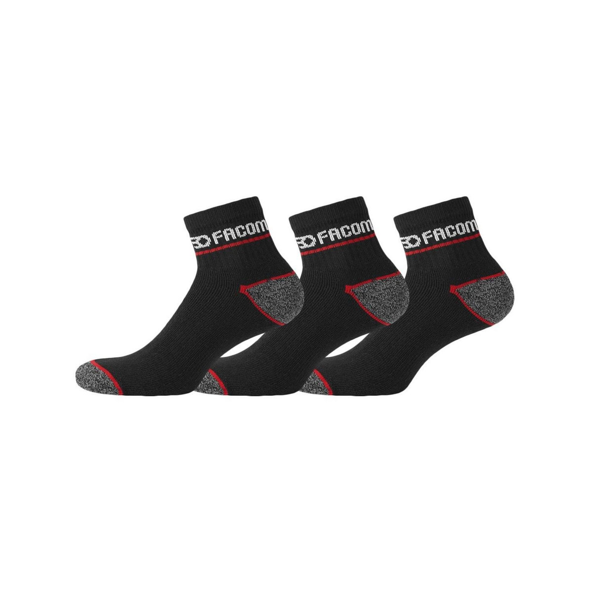 FACOM Lot de 3 Paires de Chaussettes Quarter de travail homme Red