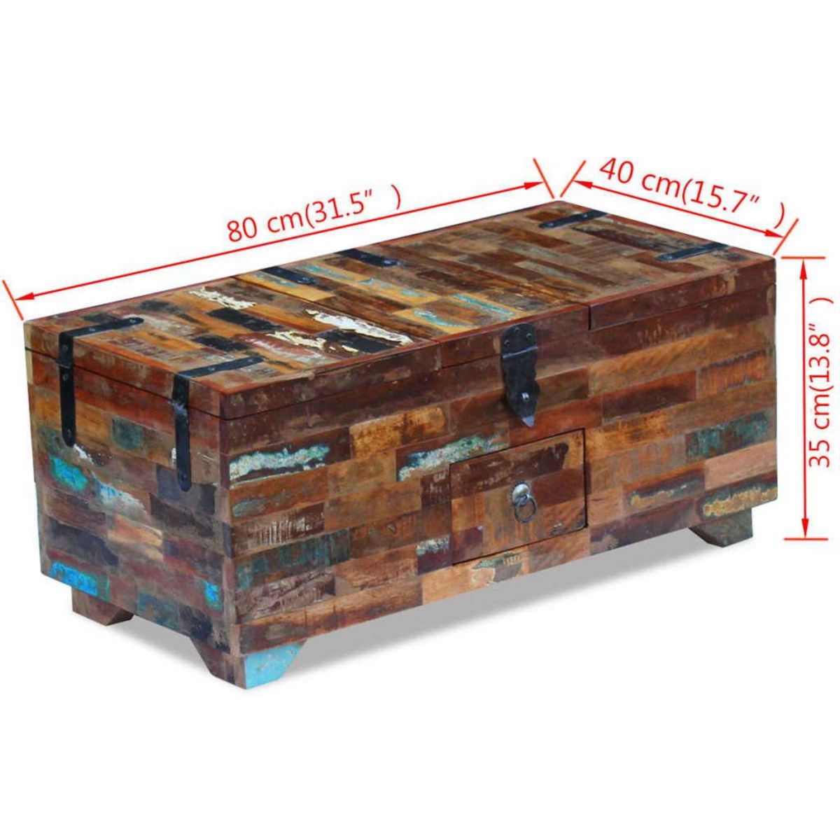 VIDAXL Coffre table basse Bois de recuperation massif 80x40x35 cm