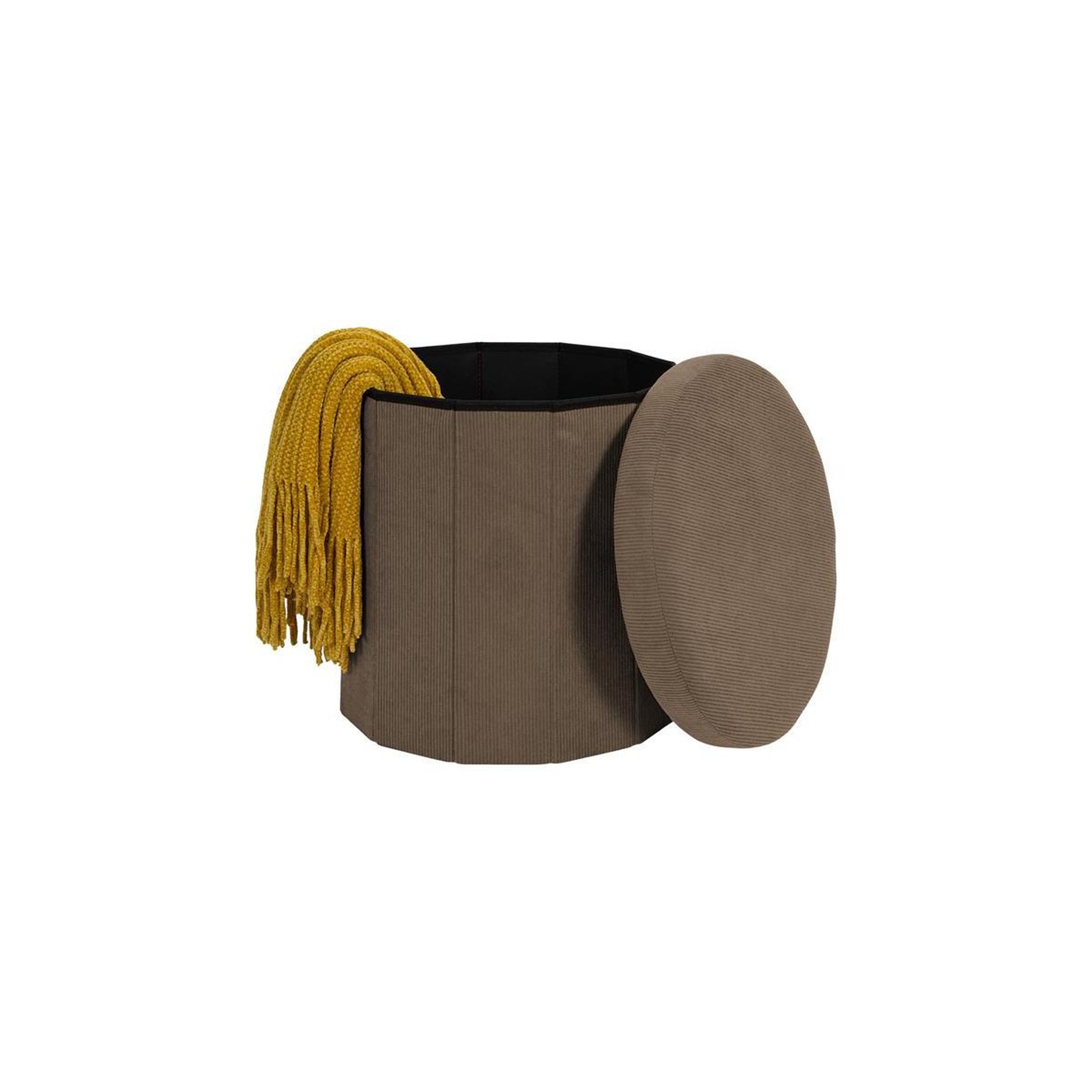 Voir la diapositive 3 : The Home Deco Factory Pouf coffre pliable côtelé  jules  38cm taupe