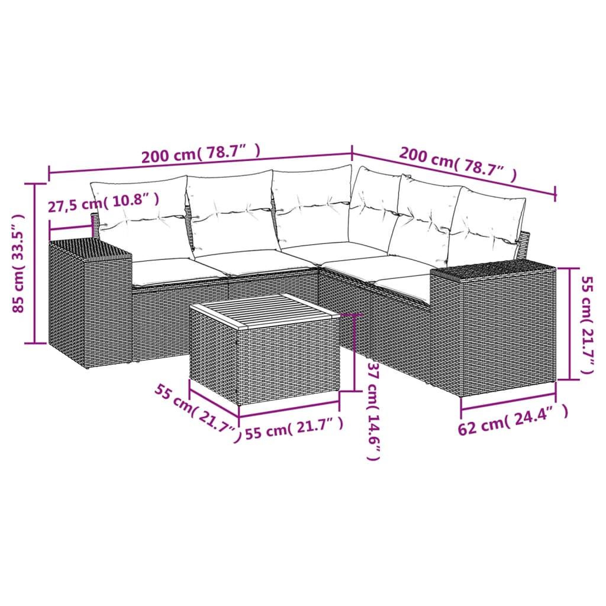 Voir la diapositive 3 : VIDAXL Salon de jardin 6 pcs avec coussins gris resine tressee