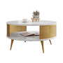 Voir la diapositive 2 : BEST MOBILIER Forini - table basse ronde - effet marbre blanc et doré - 1 niche - 75 cm