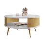 Voir la diapositive 2 : BEST MOBILIER Forini - table basse ronde - effet marbre blanc et doré - 1 niche - 75 cm