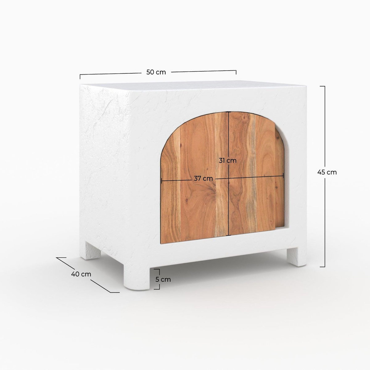 Rendez vous déco Table de chevet en plâtre blanc cassé et bois d'acacia-Fira