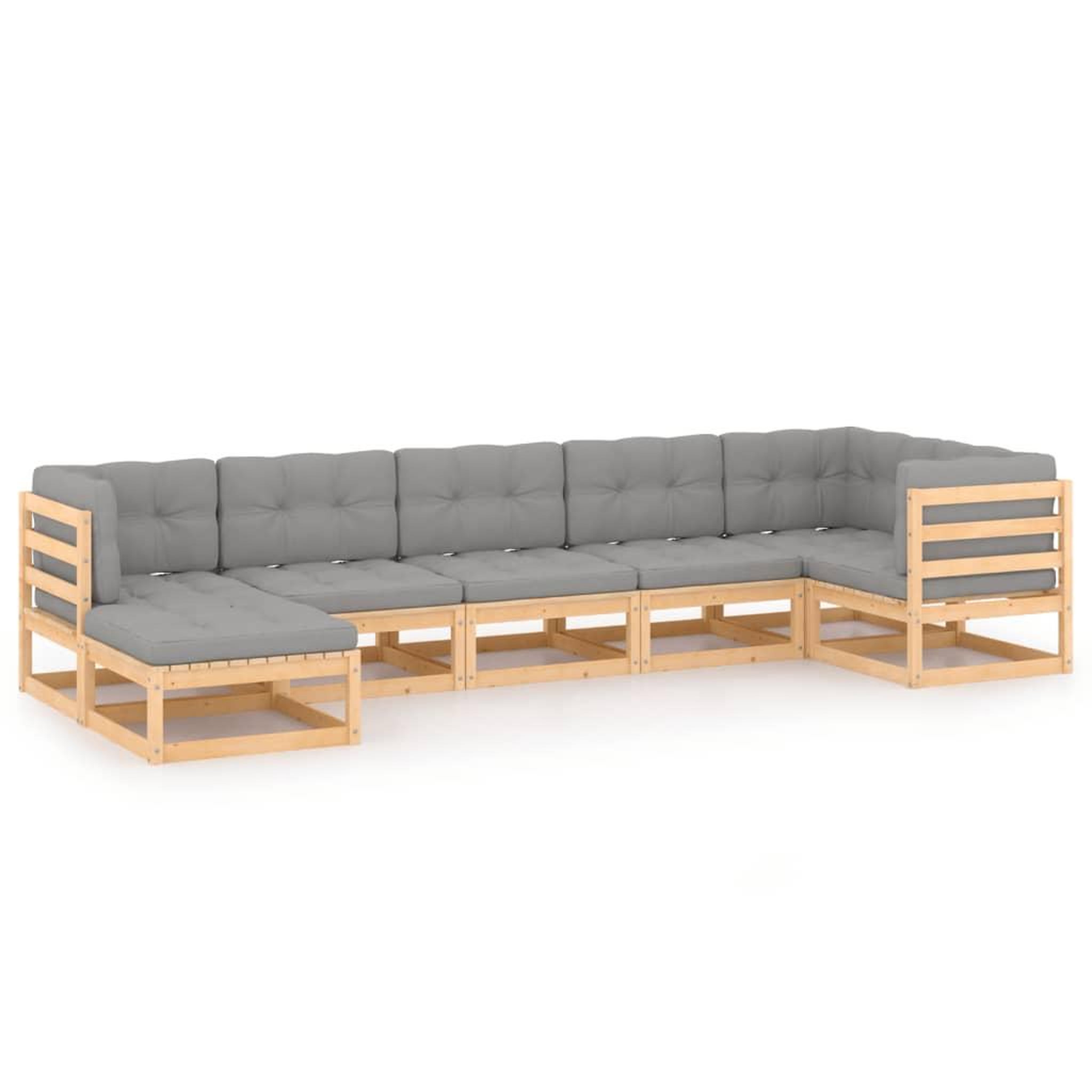 Voir la diapositive 2 : VIDAXL Salon de jardin 7 pcs avec coussins Bois de pin massif