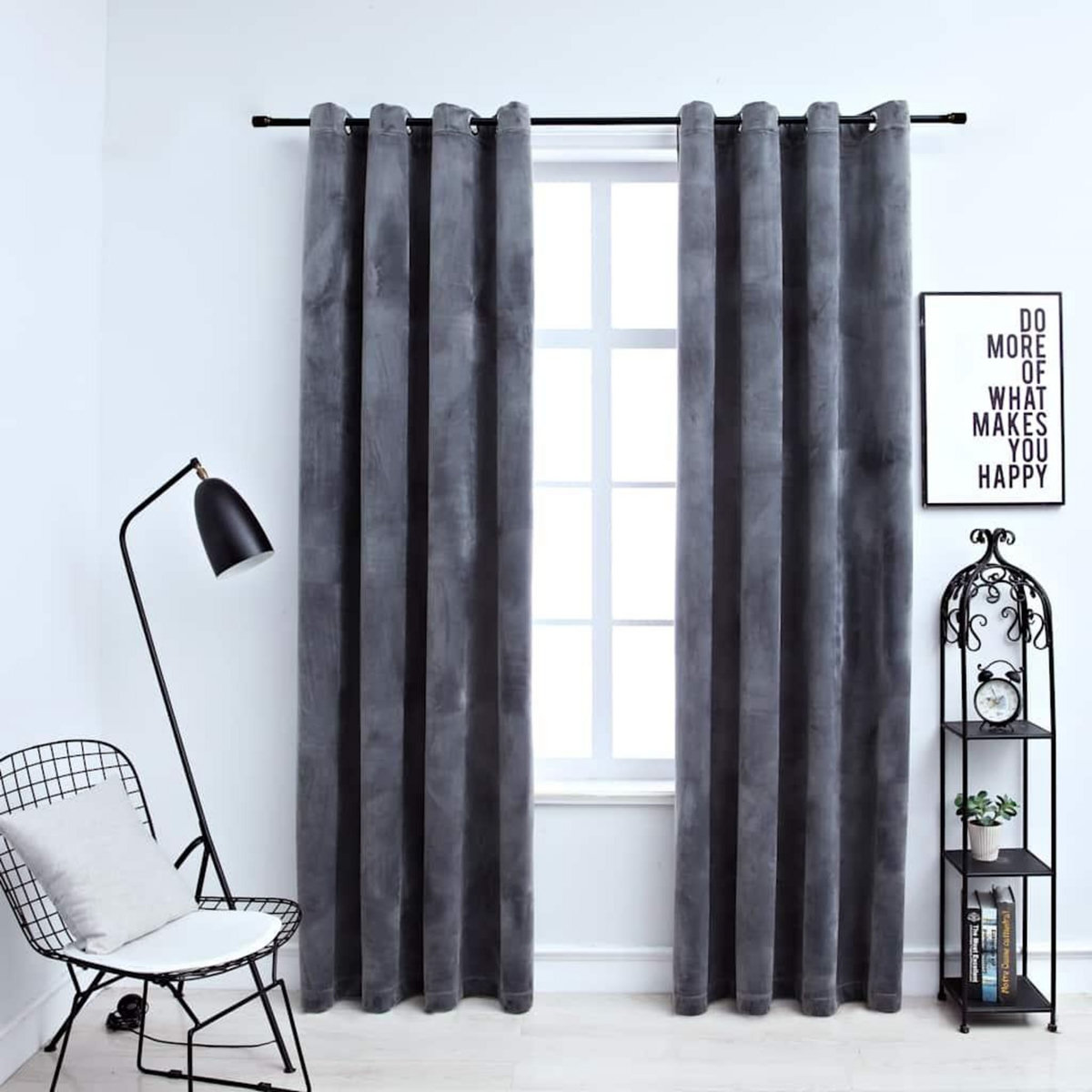 VIDAXL Rideaux occultants et anneaux 2pcs Velours Anthracite 140x225cm