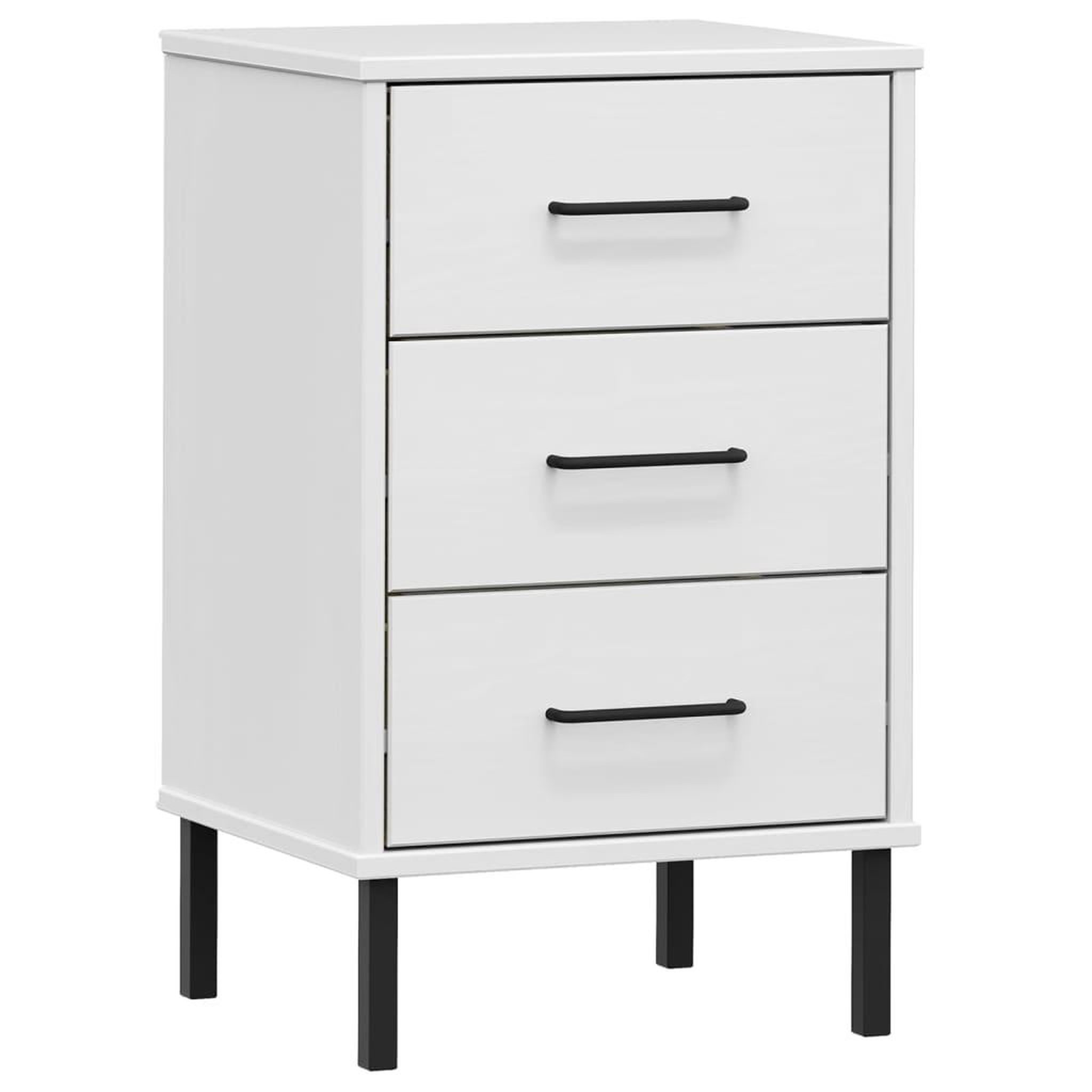 Voir la diapositive 2 : VIDAXL Table de chevet avec pieds en metal Blanc Bois pin massif OSLO
