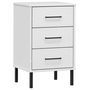 Voir la diapositive 2 : VIDAXL Table de chevet avec pieds en metal Blanc Bois pin massif OSLO