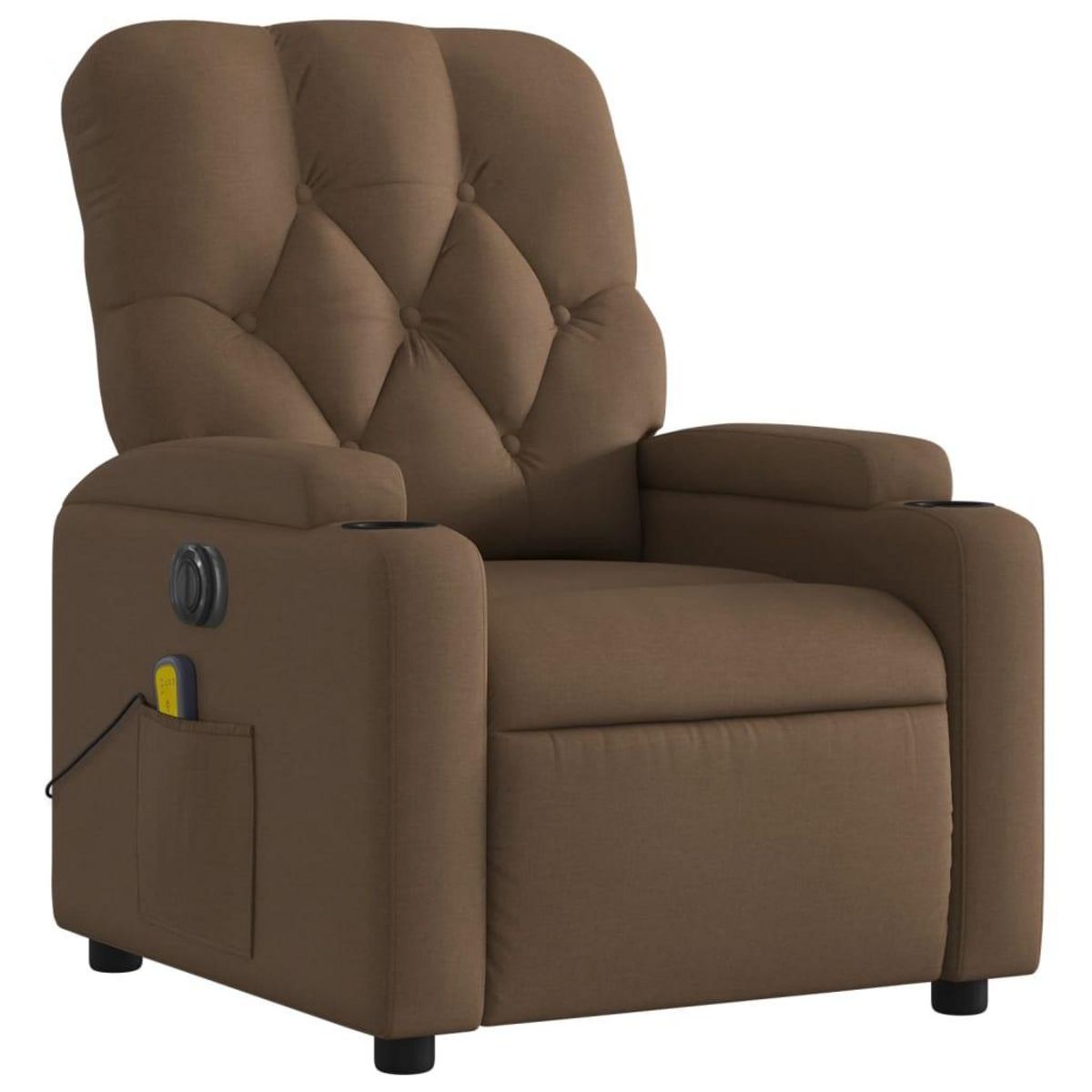 VIDAXL Fauteuil inclinable de massage electrique marron tissu