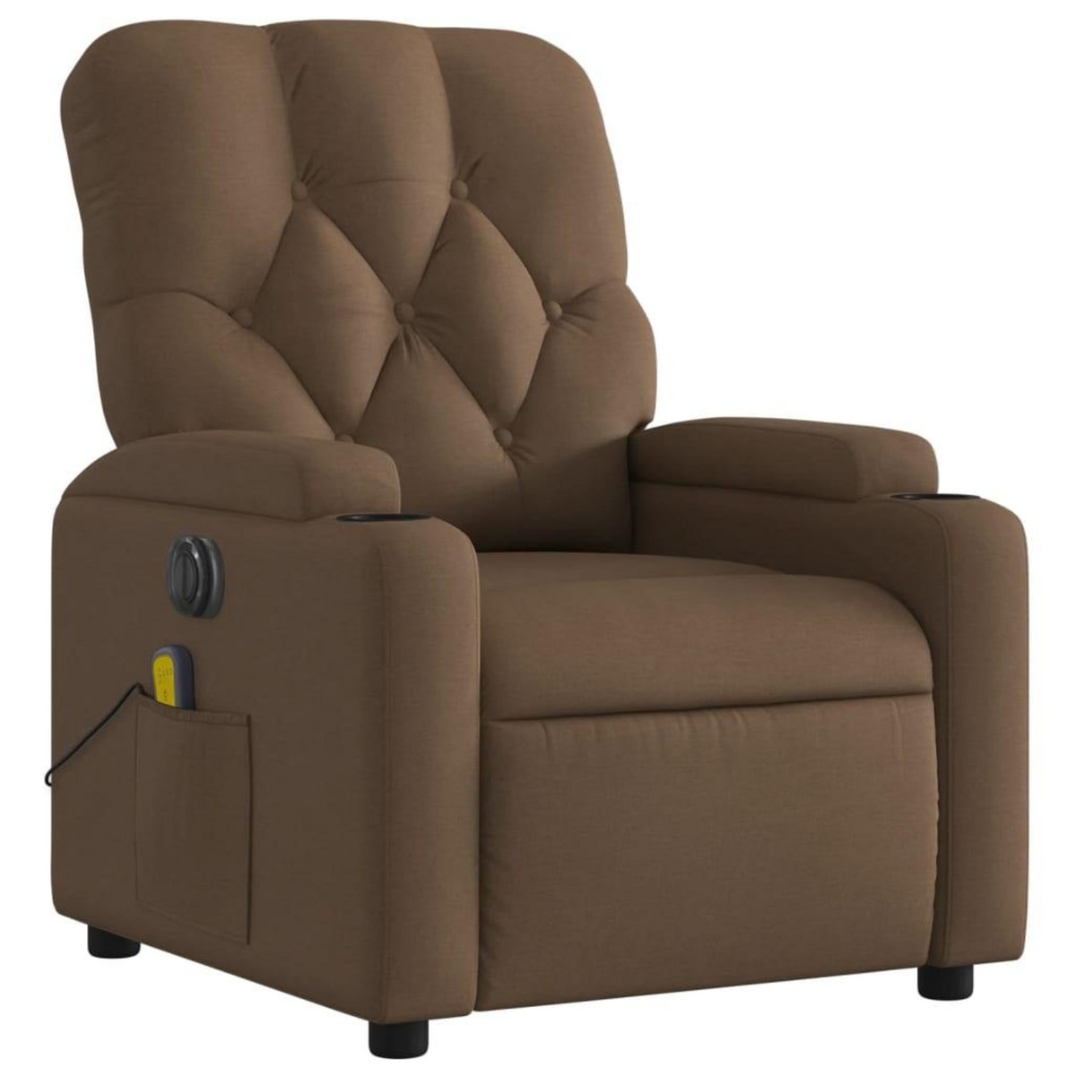 VIDAXL Fauteuil inclinable de massage electrique marron tissu