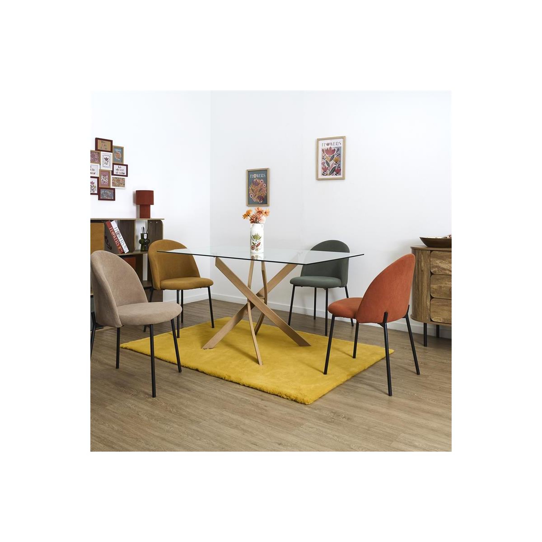 Voir la diapositive 4 : The Home Deco Factory Table à manger en verre  heritage  140cm transparent
