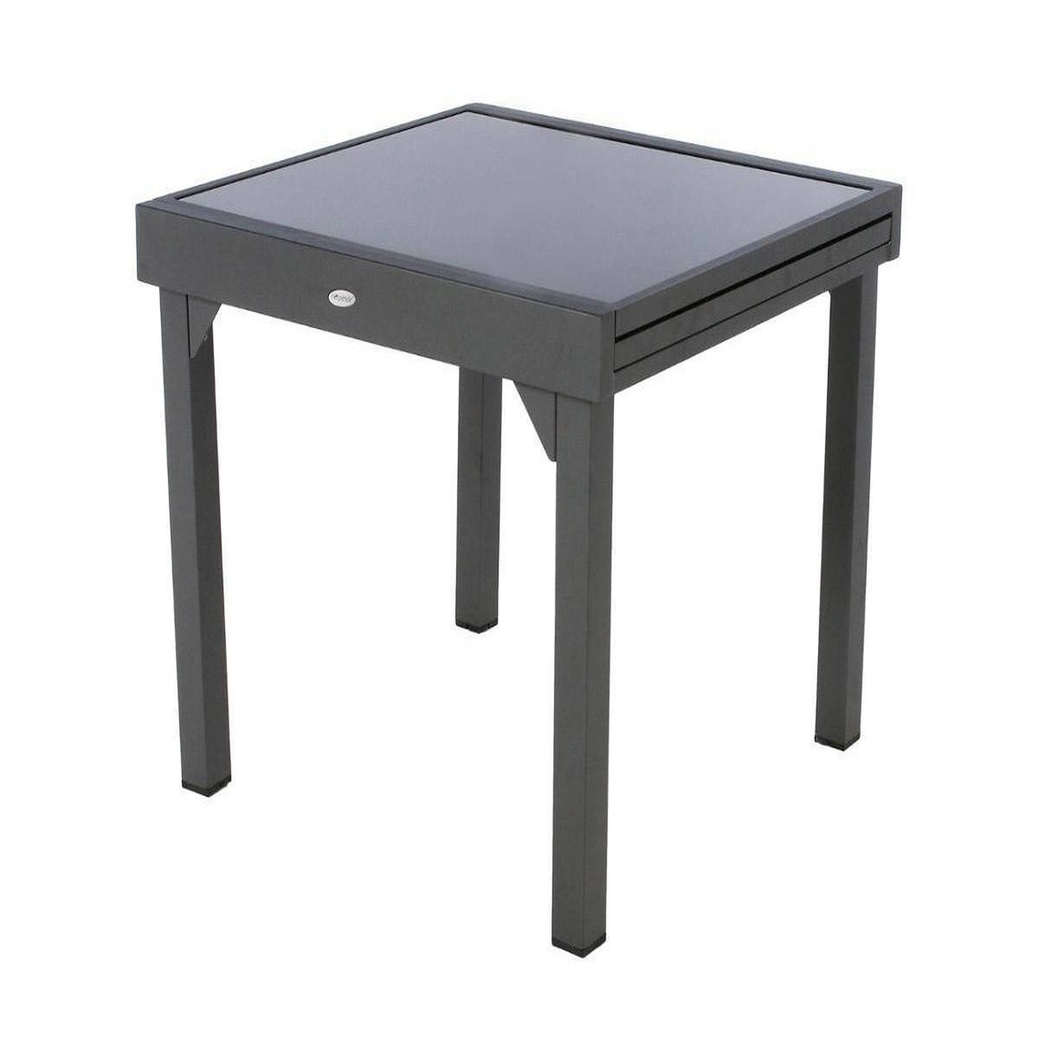 Voir la diapositive 3 : HESPERIDE Table extensible carrée en verre Piazza 4/8 places Gris anthracite - Hespéride