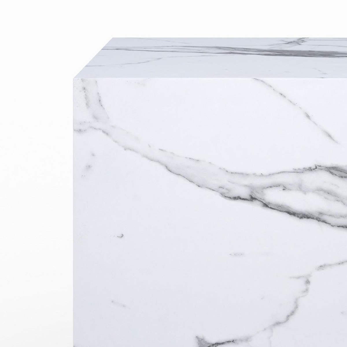 Rendez vous déco Table d'appoint effet marbre blanche - Lison