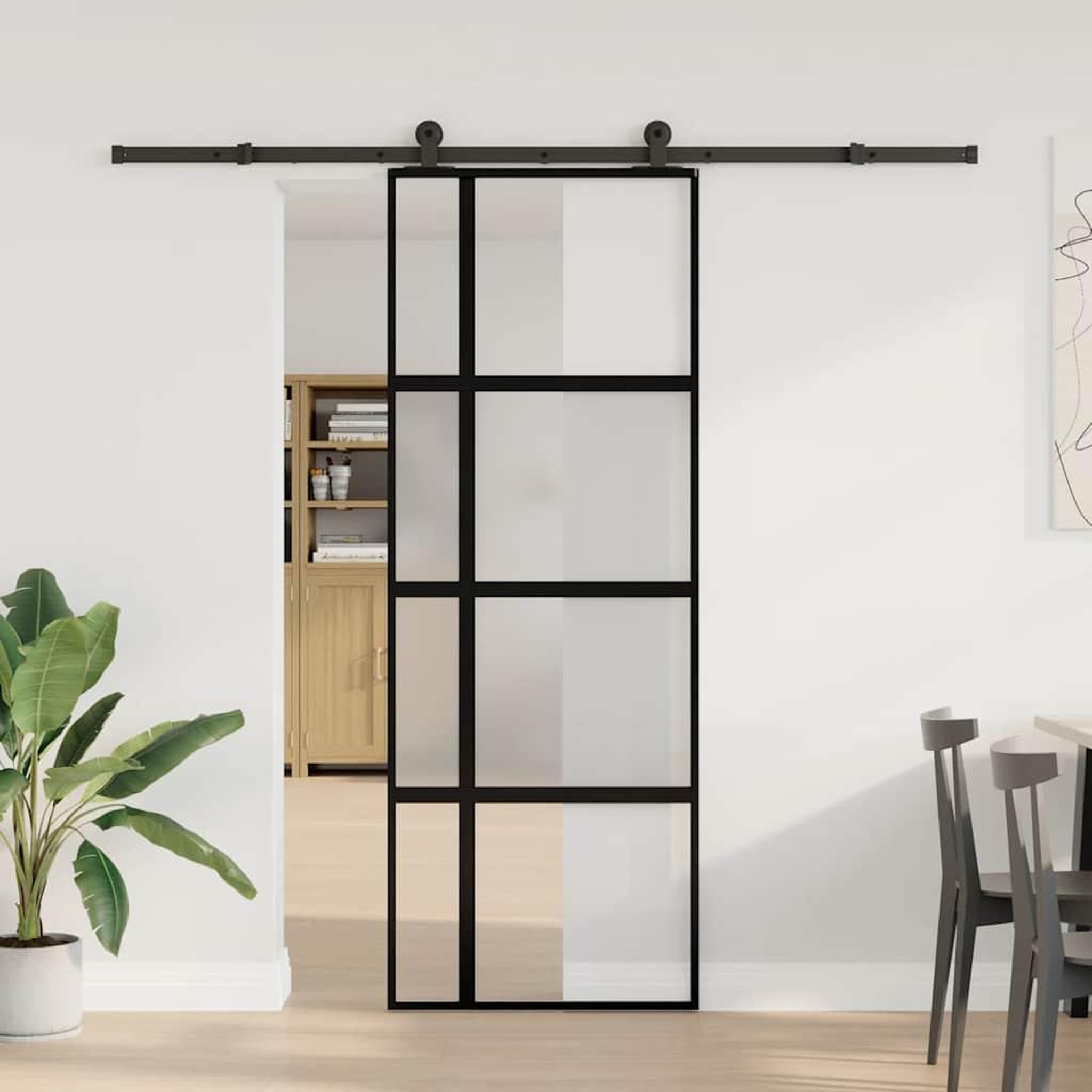 Voir la diapositive 2 : VIDAXL Porte coulissante kit de quincaillerie trempe verre aluminium