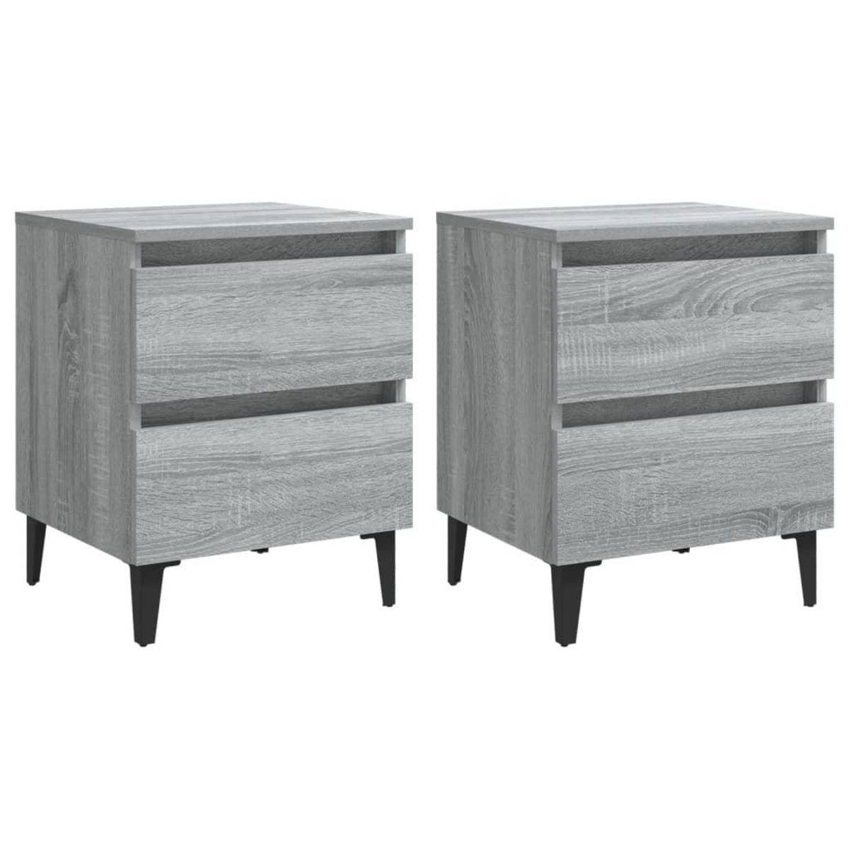 VIDAXL Tables de chevet pieds en metal 2 pcs Sonoma gris 40x35x50 cm