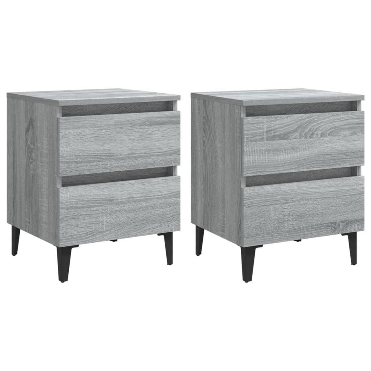 VIDAXL Tables de chevet pieds en metal 2 pcs Sonoma gris 40x35x50 cm