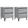 Voir la diapositive 2 : VIDAXL Tables de chevet pieds en metal 2 pcs Sonoma gris 40x35x50 cm