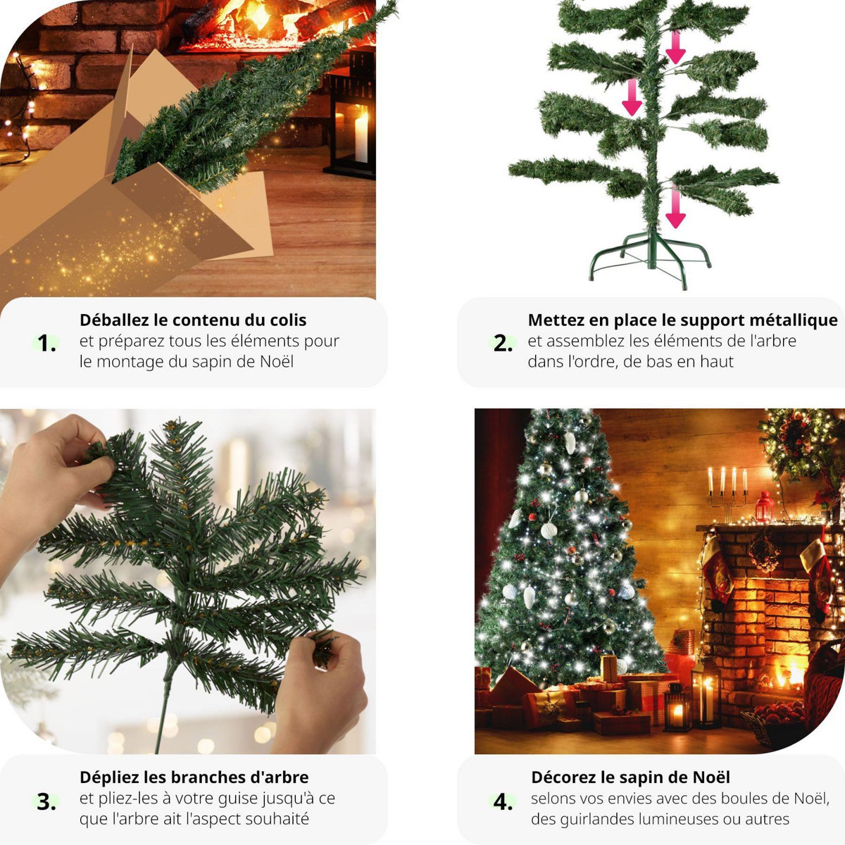 tectake Sapin de Noël artificiel 180 cm vert vert