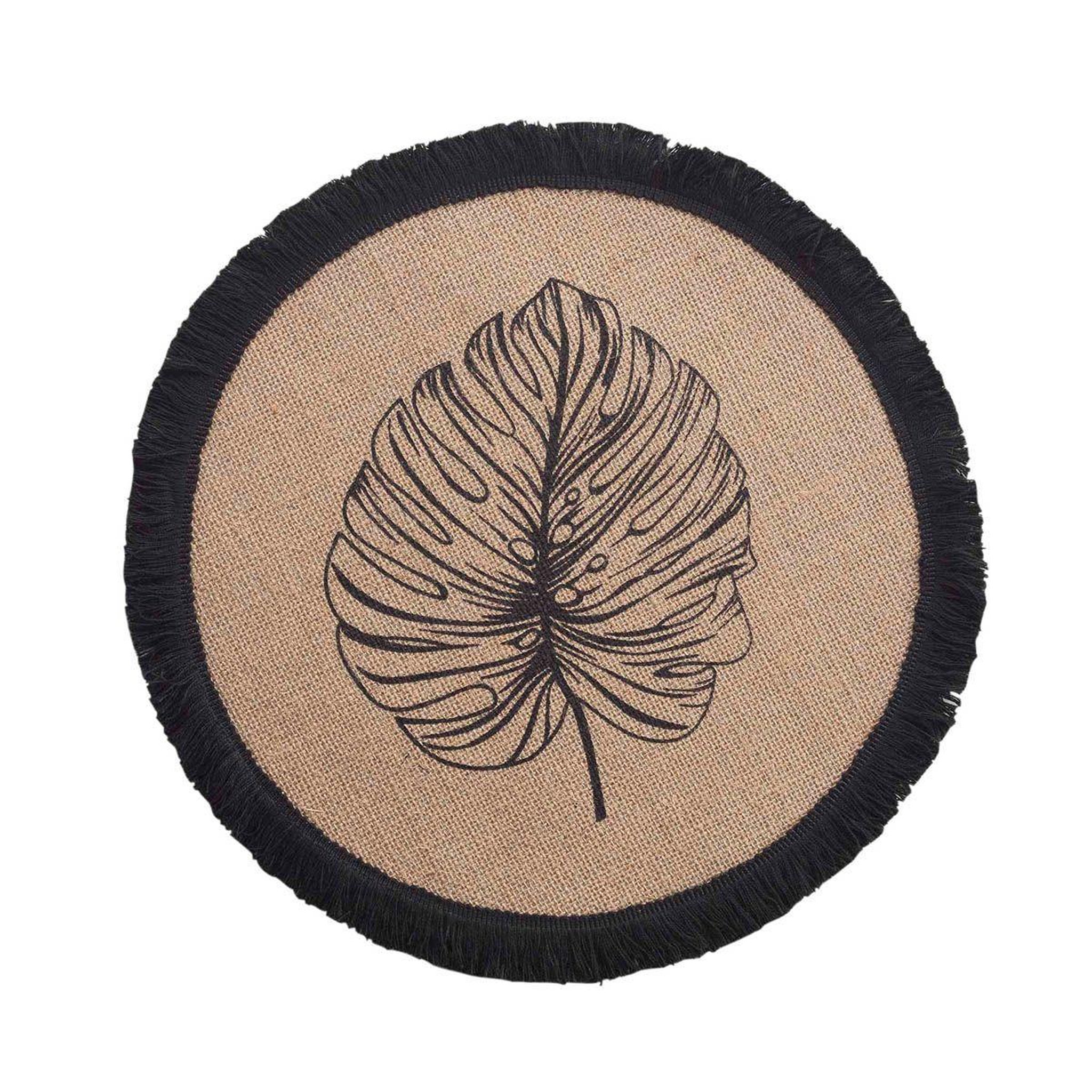 Douceur d'Intérieur Set de table rond en jute  mogador  38cm naturel & noir