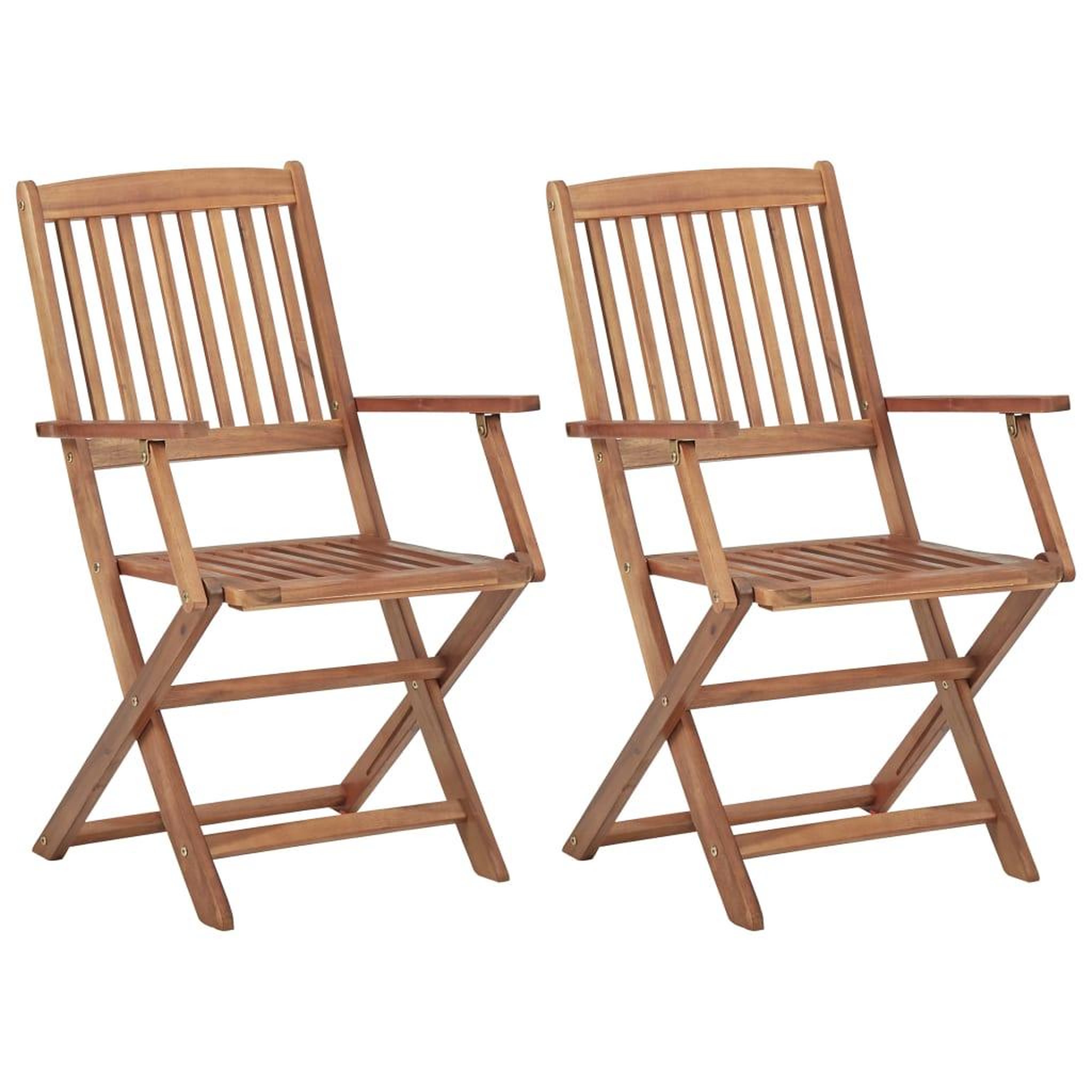 Voir la diapositive 3 : VIDAXL Chaises pliables de jardin lot de 2 avec coussins Bois d'acacia