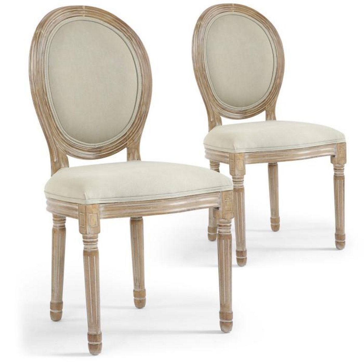 Paris Prix Lot de 20 Chaises Médaillon Tissu  Versailles  96cm Beige