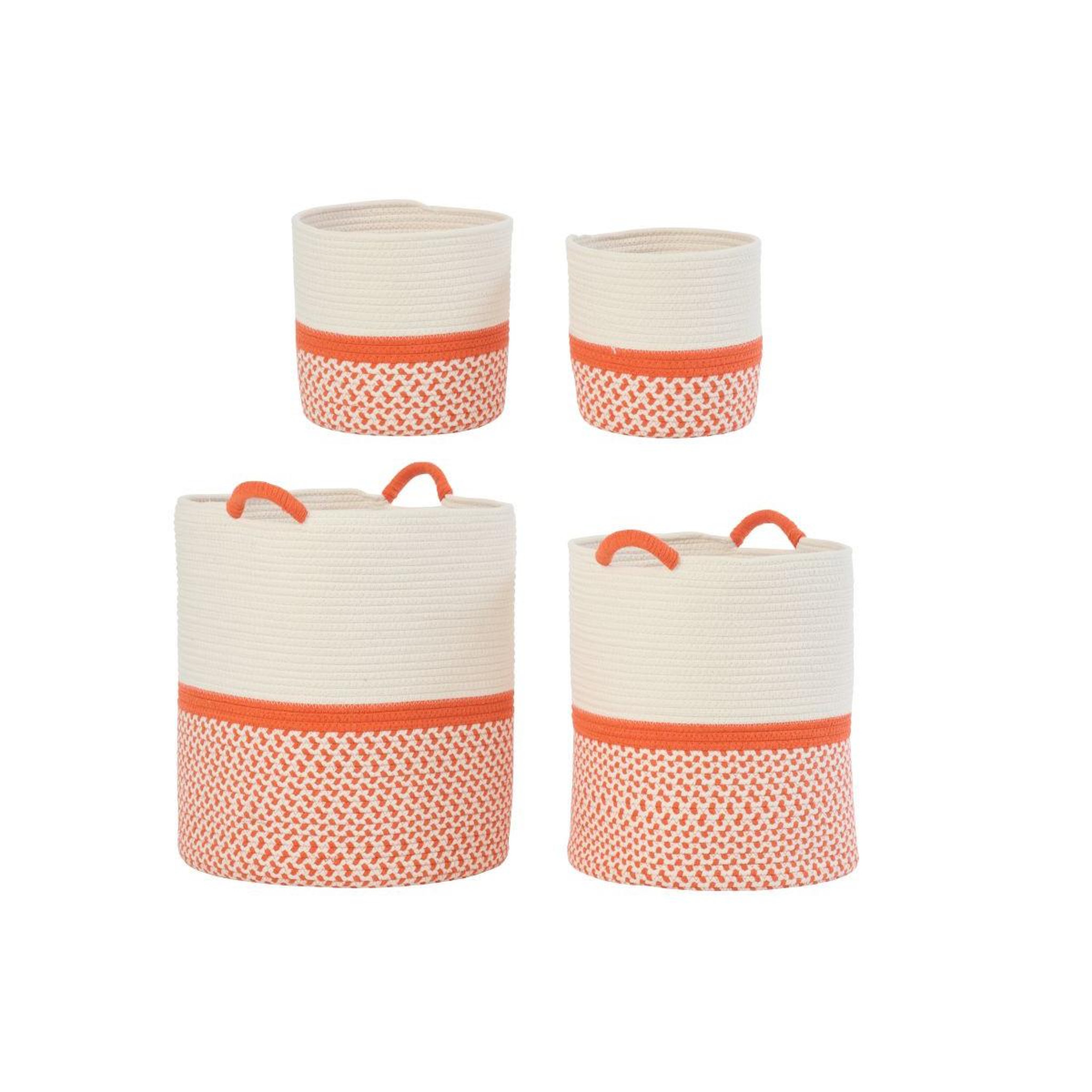 Voir la diapositive 2 : J-LINE Lot de 4 paniers de rangement  sung  45cm orange & blanc