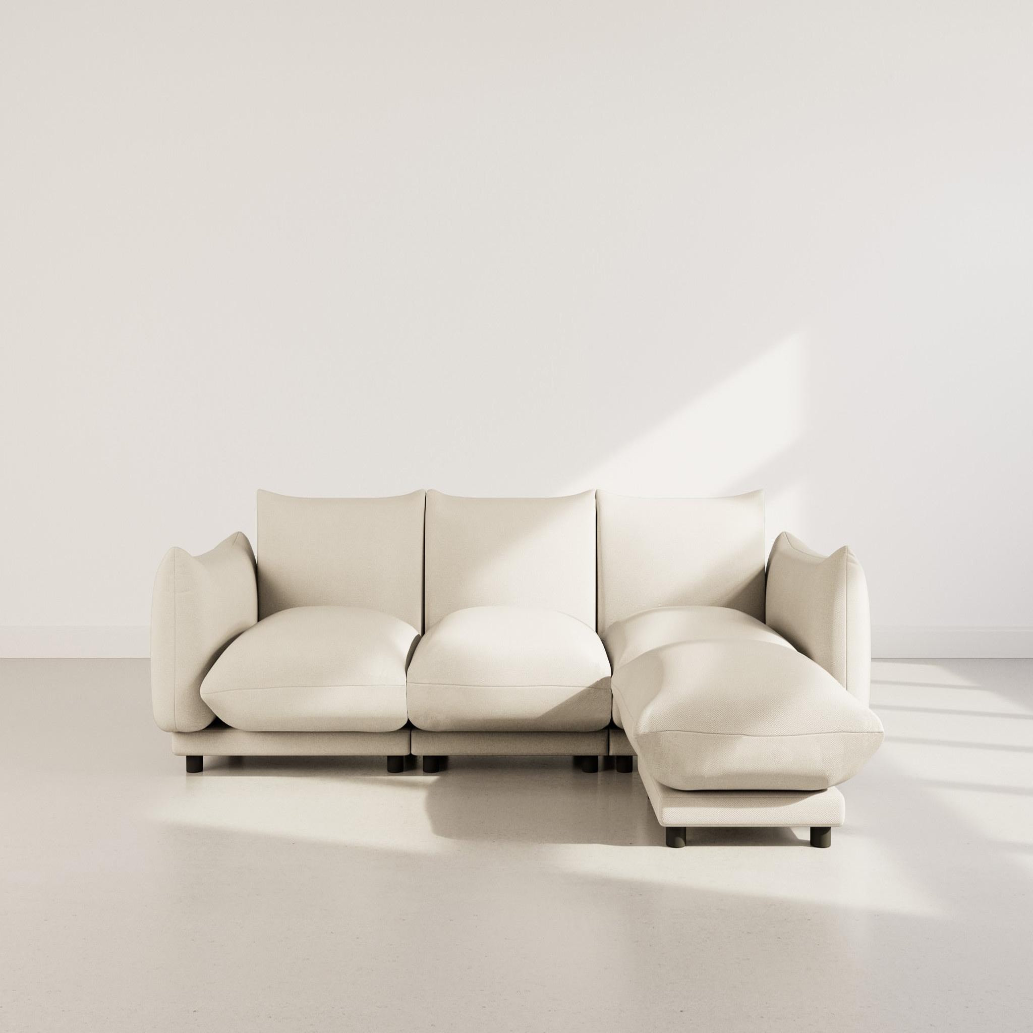 Voir la diapositive 4 : BEST MOBILIER Jeanne - canapé modulable d'angle réversible 4 places en velours texturé