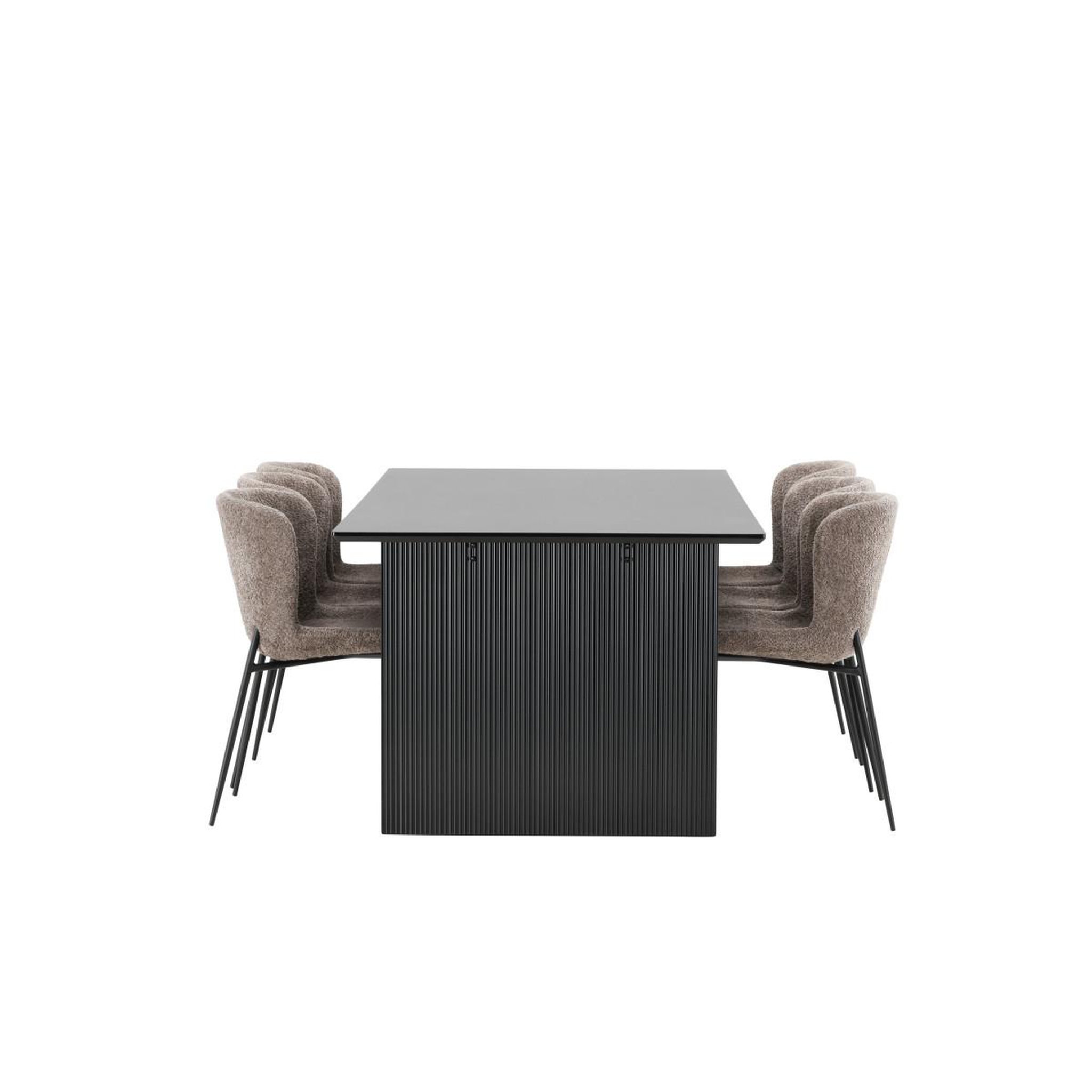 Voir la diapositive 2 : Paris Prix Ensemble table à manger & 6 chaises  vail & modesto  200cm noir & marron