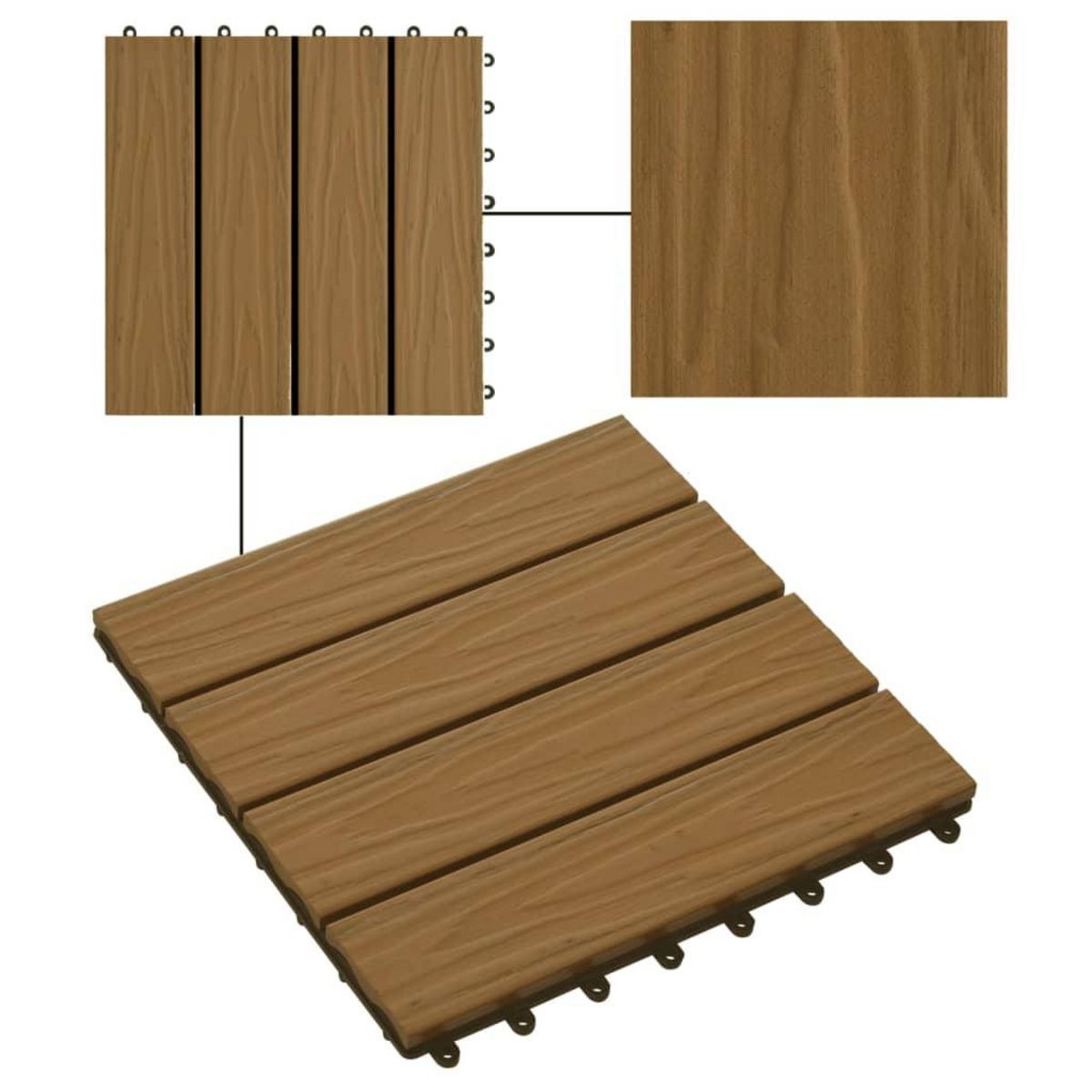 VIDAXL Carreau de terrasse en relief 11 pcs WPC 30x30 cm 1 m^2