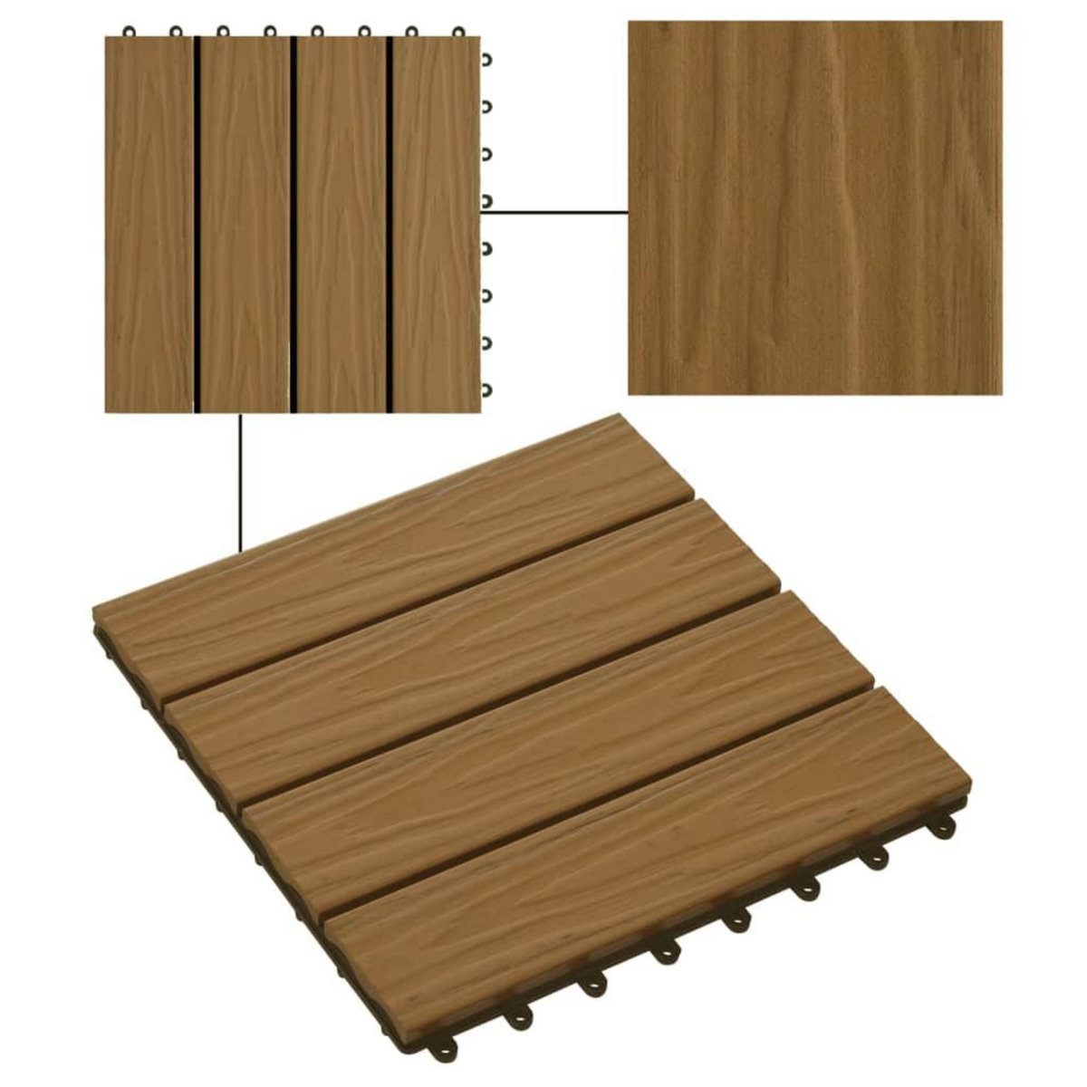 VIDAXL Carreau de terrasse en relief 11 pcs WPC 30x30 cm 1 m^2