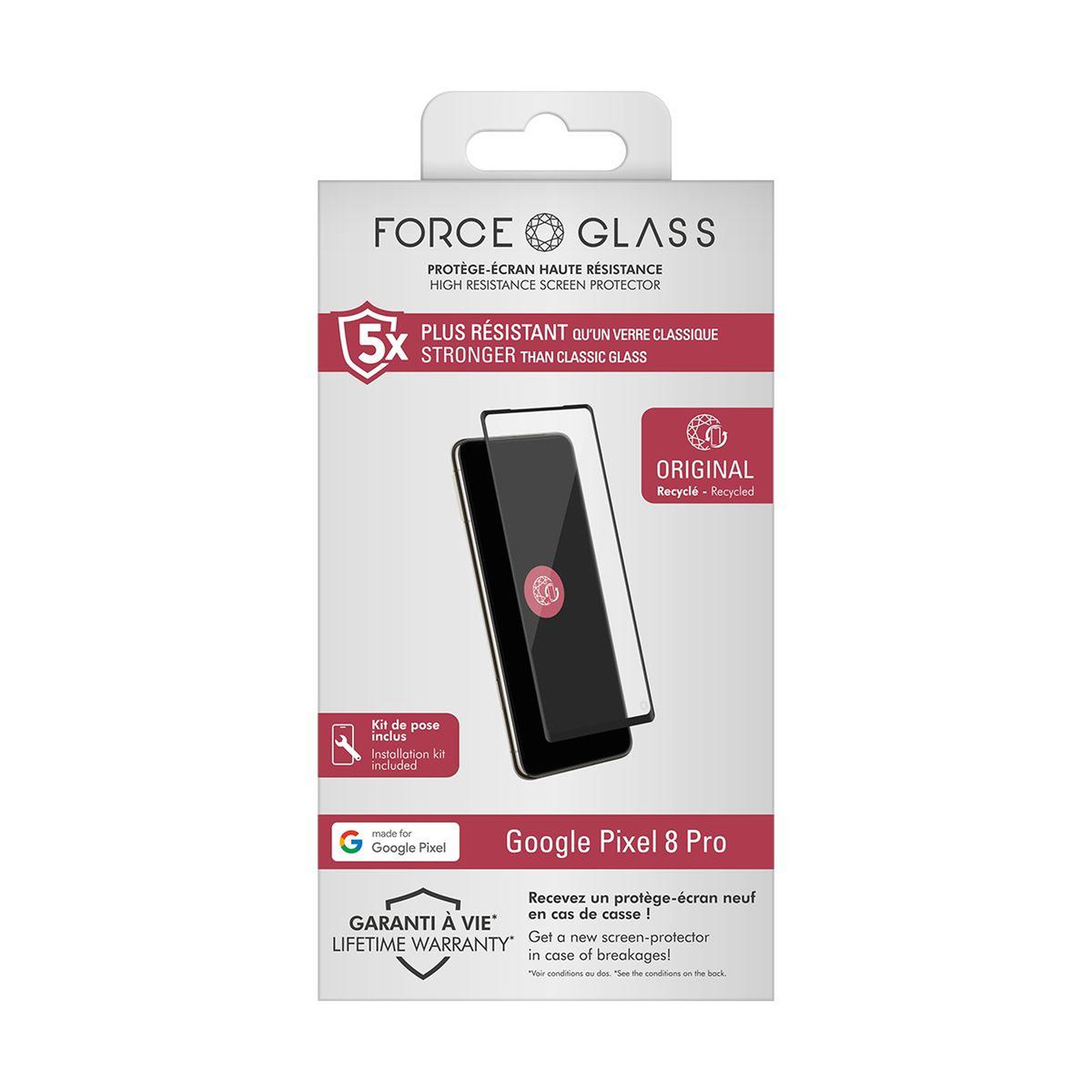 Voir la diapositive 2 : FORCE GLASS Protège écran pixel 8 pro