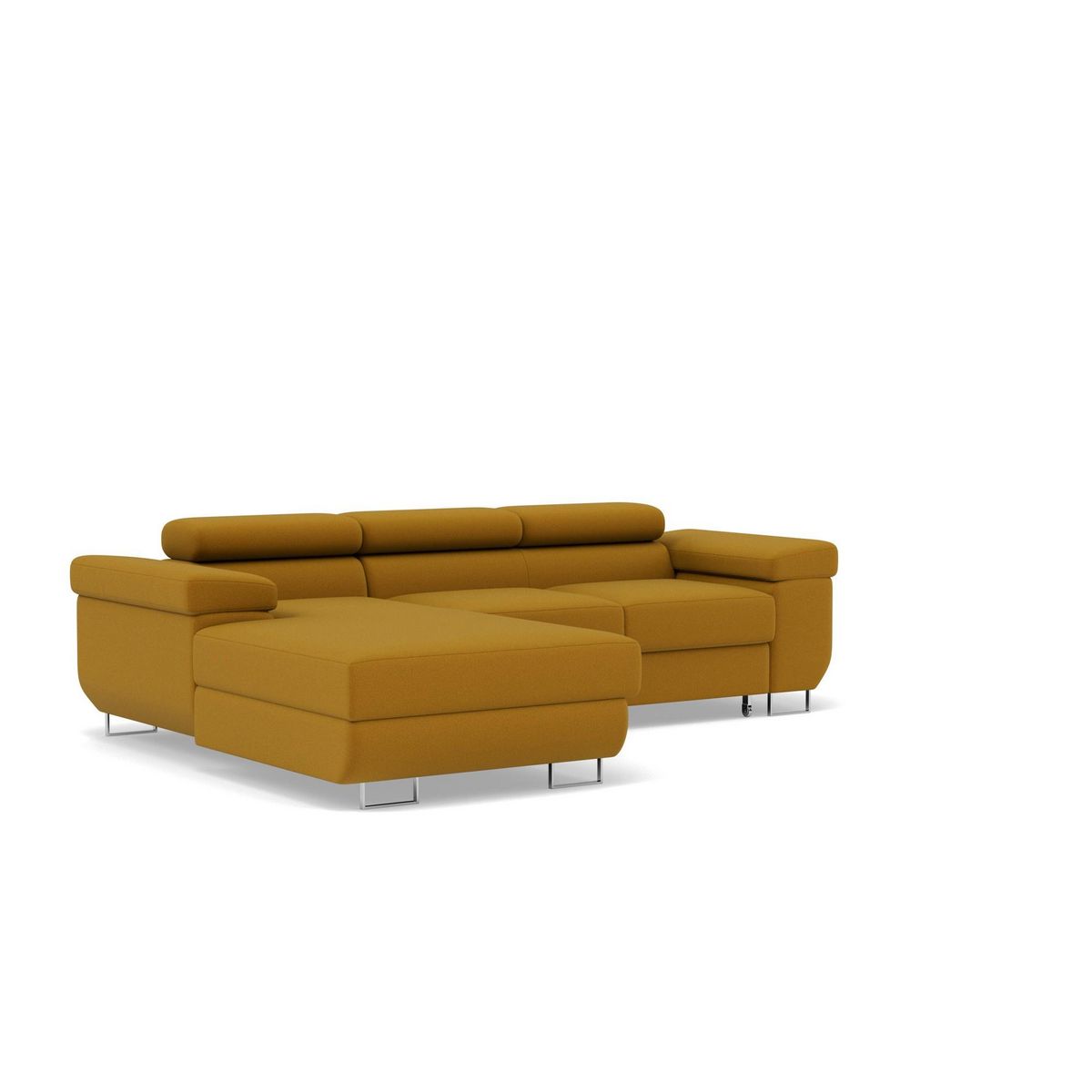 BEST MOBILIER Pablo - canapé d'angle gauche - 6 places - convertible avec coffre et têtières réglables - en velours