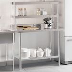 VIDAXL Table de travail de cuisine avec etagere 110x55x150 cm inox