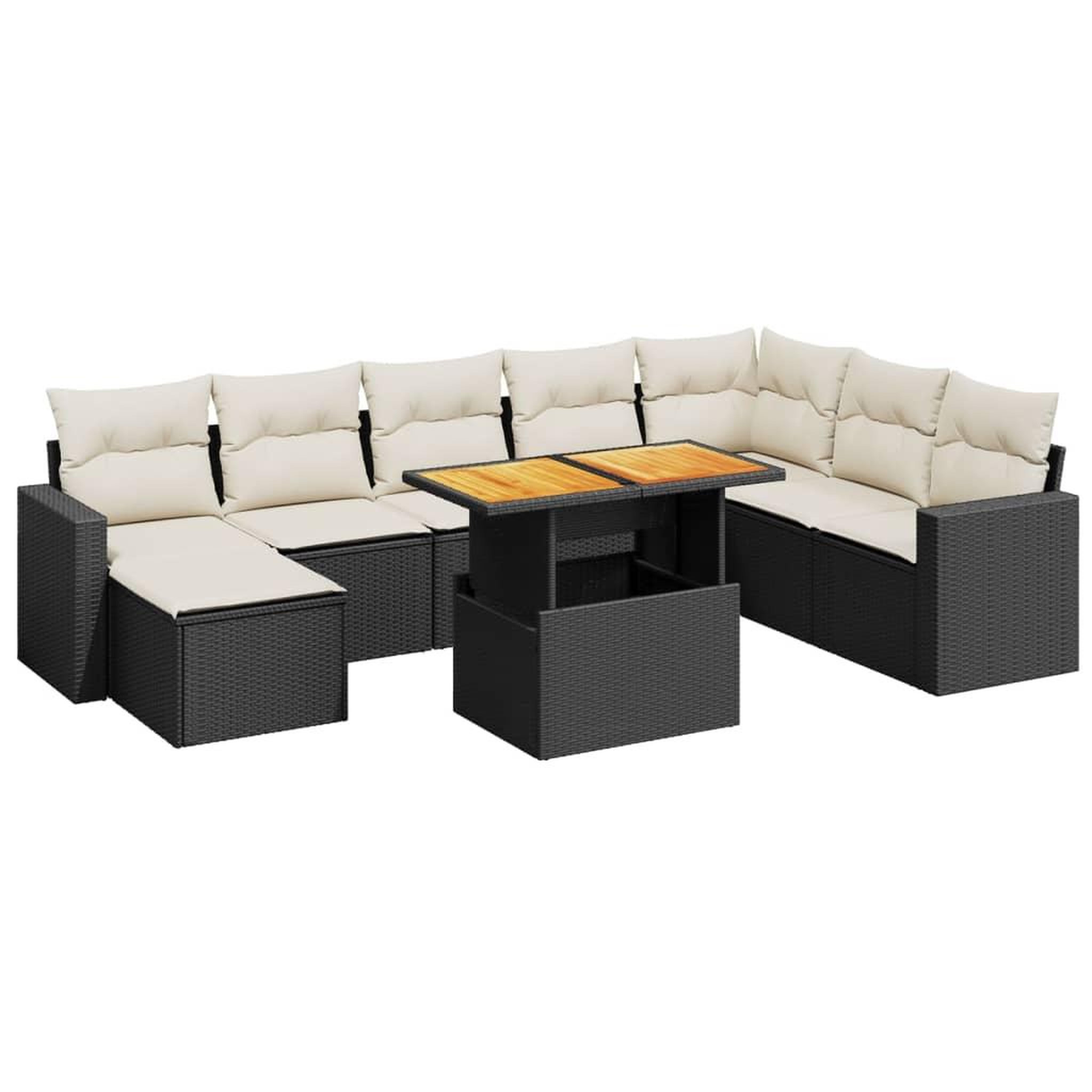 Voir la diapositive 2 : VIDAXL Salon de jardin 9 pcs avec coussins noir resine tressee